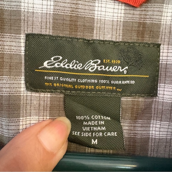 Eddie Bauer Men's Brown Plaid Button Down Shirt - Picture 3 of 4